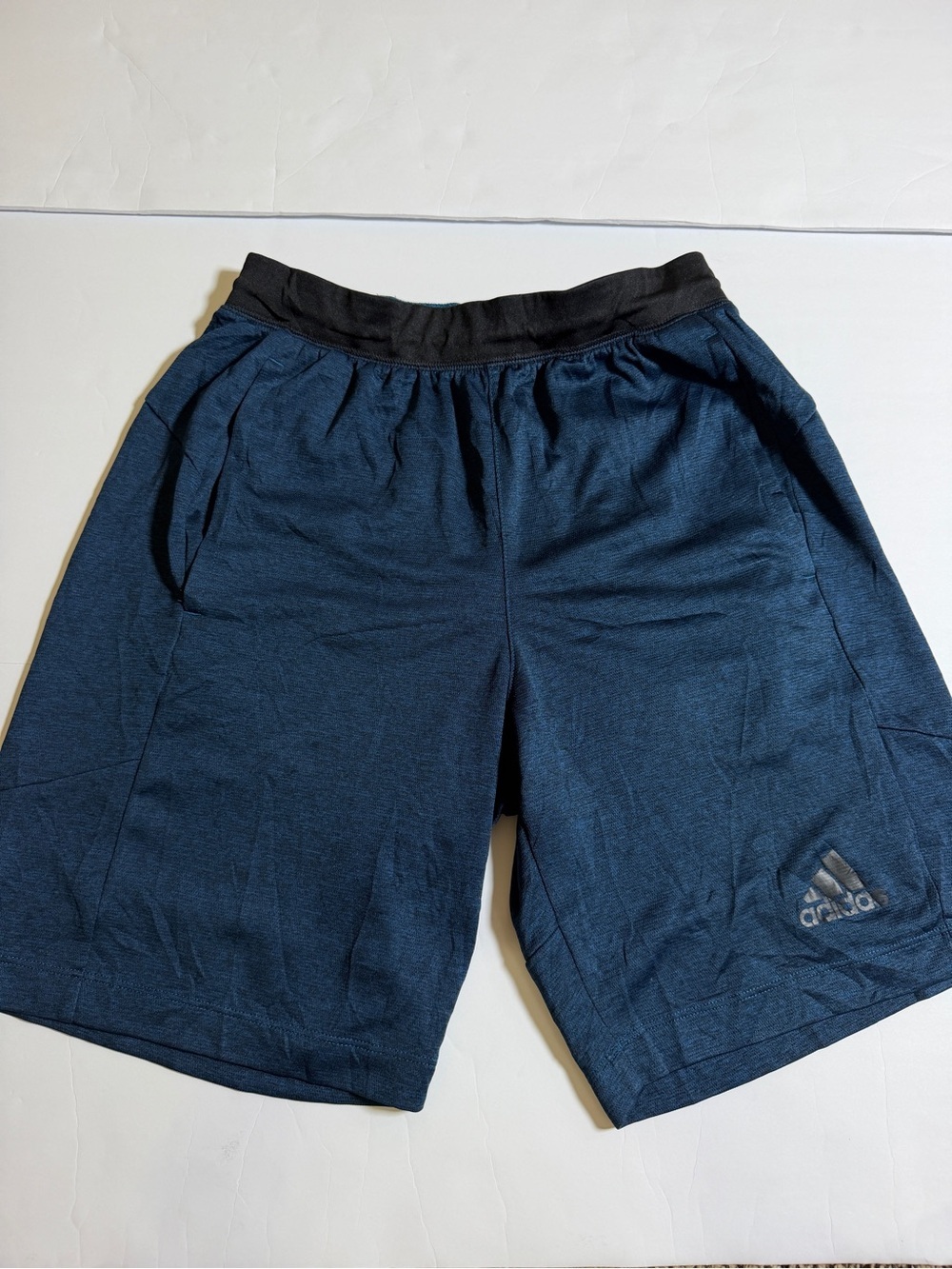adidas Men’s Dark Blue Athletic Shorts with Black Waistband